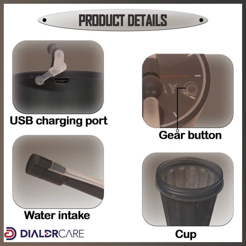 DIALDRCARE Self-Suction Automatic Drinking Water Cup Elderly Care Medical Drinking Cup(PP plastic-450ML) (Grey) - Image 3