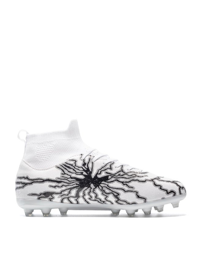HRJR Men's Soccer Cleats Football Cleats for Unisex-Adult High-Top Spikes Shoes for Youth Big Boys Lightweight Professional Training Turf Outdoor Athletic Sneaker Black 6.5 White 11 - Image 1