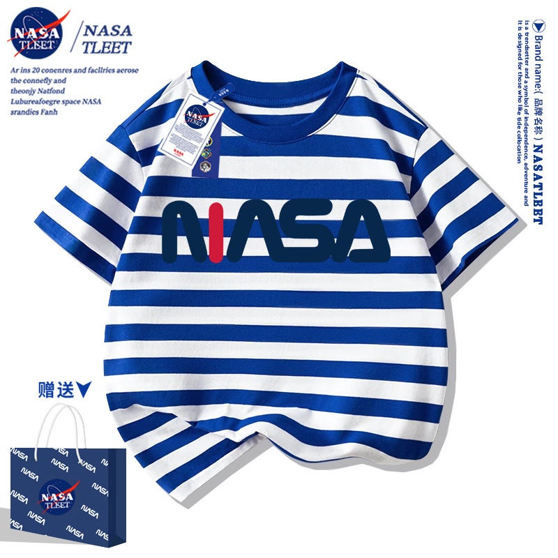 Nasa Co-Branded 2025 Kidsren's Short-Sleeved T-Shirts for Boys and Girls, Casual Trendy Cool Cotton Summer Casual Tops for Small and Medium-Sized Kidsren - Image 1