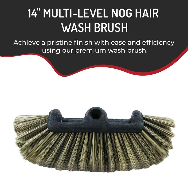 Hi-Tech Noghair Wash Brush - 14"" Multi-Level Car Wash Brush Tb-14X3Cr - Soft Bristles For Scratch-Free Cleaning - For Cars  Trucks & Suvs - Fits Threaded Handle - Image 2