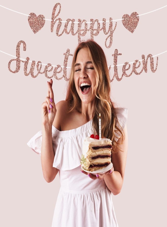 Perfect Occasion لافتة عيد ميلاد "عيد ميلاد سعيد" جاهزة للتزيين - لا تحتاج إلى تركيب - لافتة حفلة عيد ميلاد "عيد ميلاد سعيد" باللون الذهبي الوردي اللامع - زينة جاهزة للتزيين على خيوط بطول 8 أقدام - زينة حفلة عيد ميلاد باللون الذهبي الوردي. هل ذكرنا أنها لا تحتاج إلى تركيب؟ - Image 2