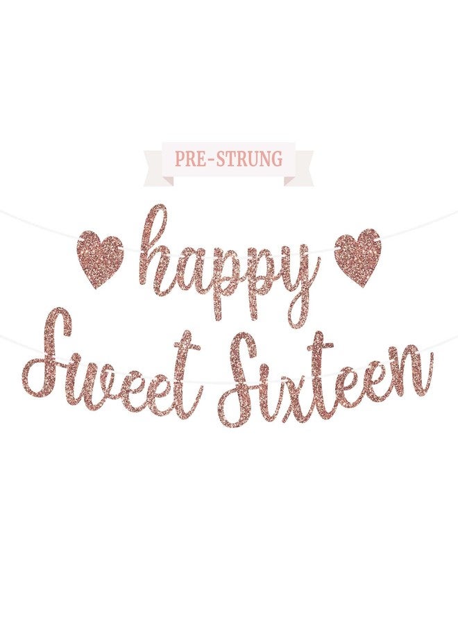 Perfect Occasion لافتة عيد ميلاد "عيد ميلاد سعيد" جاهزة للتزيين - لا تحتاج إلى تركيب - لافتة حفلة عيد ميلاد "عيد ميلاد سعيد" باللون الذهبي الوردي اللامع - زينة جاهزة للتزيين على خيوط بطول 8 أقدام - زينة حفلة عيد ميلاد باللون الذهبي الوردي. هل ذكرنا أنها لا تحتاج إلى تركيب؟ - Image 1