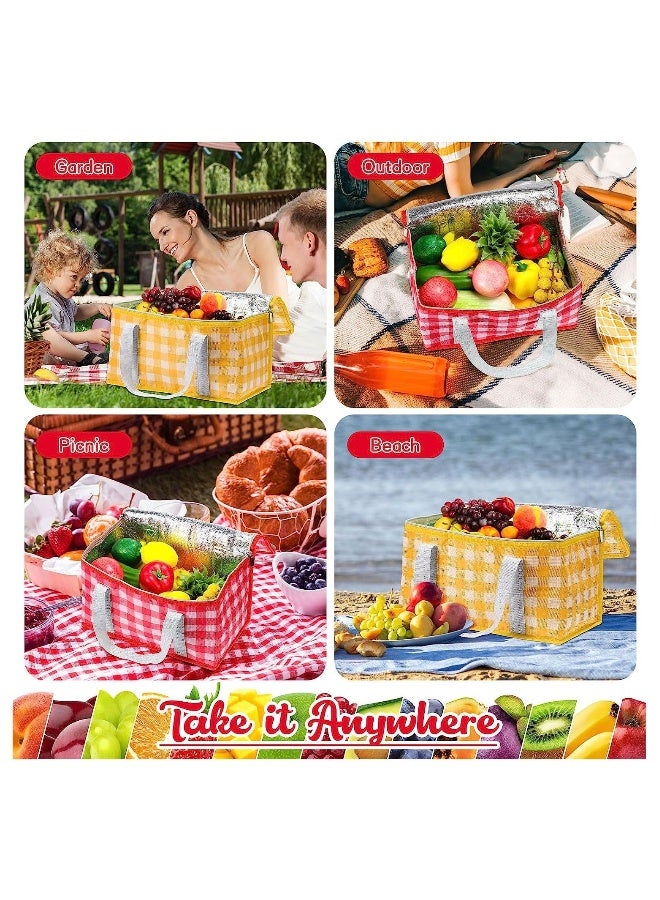 Generic Insulated Picnic Bag, Reusable Cooler Bags Beach Bag, Leakproof Foldable Picnic Bags with Zippered Top for Picnic Travel Beach Outdoor, 35*20*20cm (Red and Yellow) - Image 4