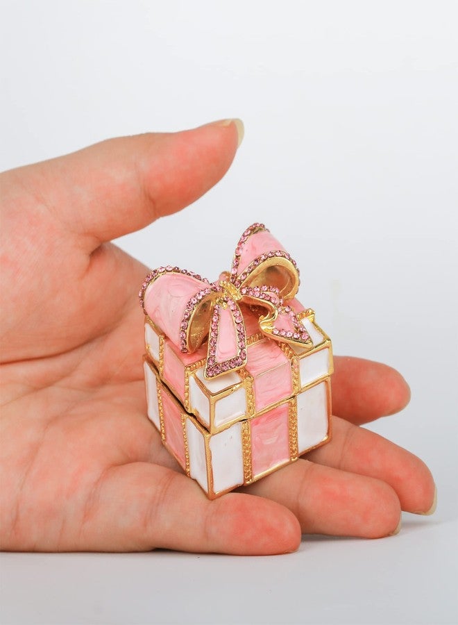 SEVENBEES Pink Bow-Knot Trinket Box Hinged Bow-Knot Jewelry Boxes Bejeweled Gift Box for Girls or Women - Image 5