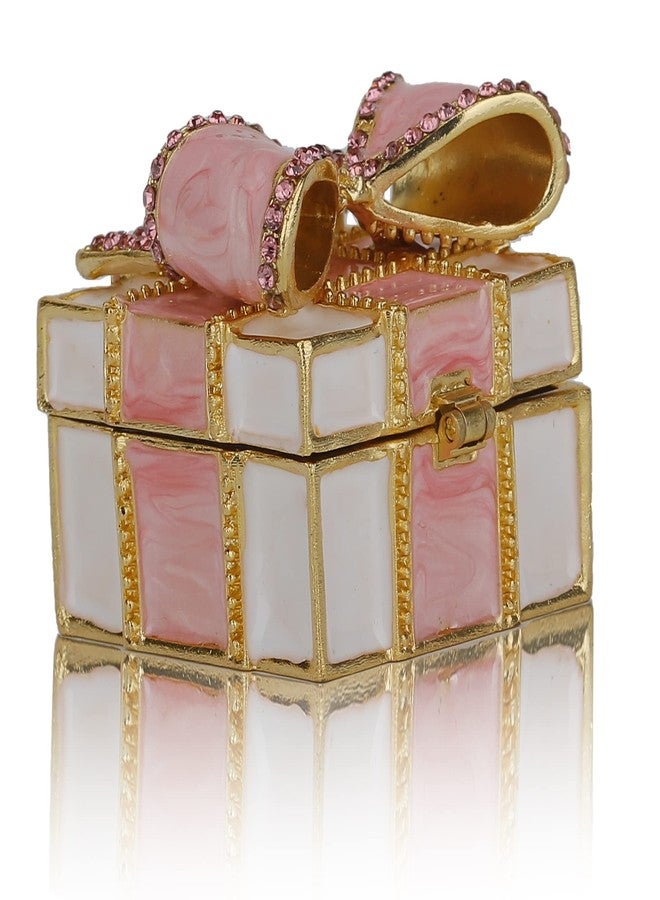 SEVENBEES Pink Bow-Knot Trinket Box Hinged Bow-Knot Jewelry Boxes Bejeweled Gift Box for Girls or Women - Image 2