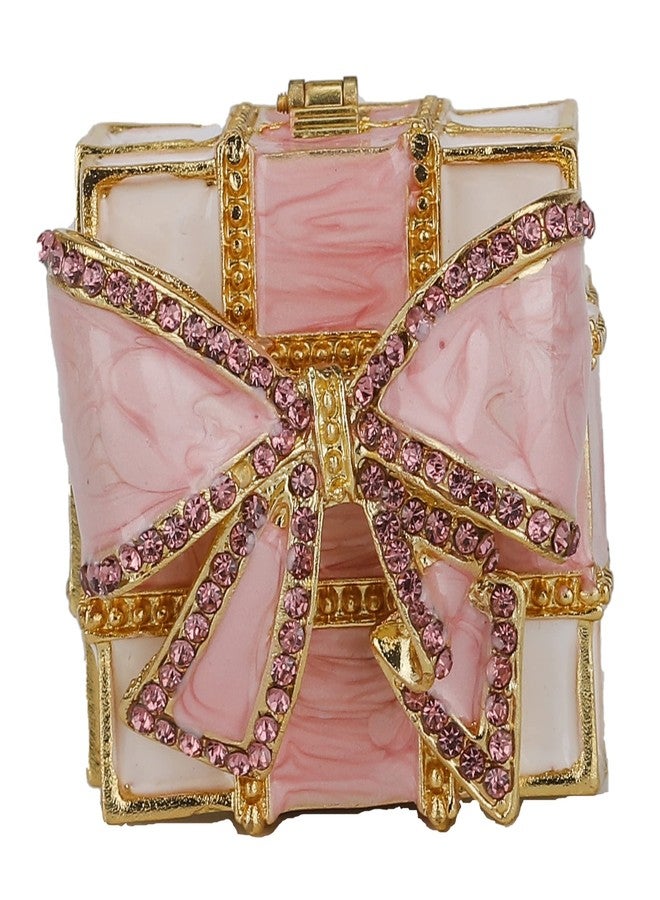 SEVENBEES Pink Bow-Knot Trinket Box Hinged Bow-Knot Jewelry Boxes Bejeweled Gift Box for Girls or Women - Image 4