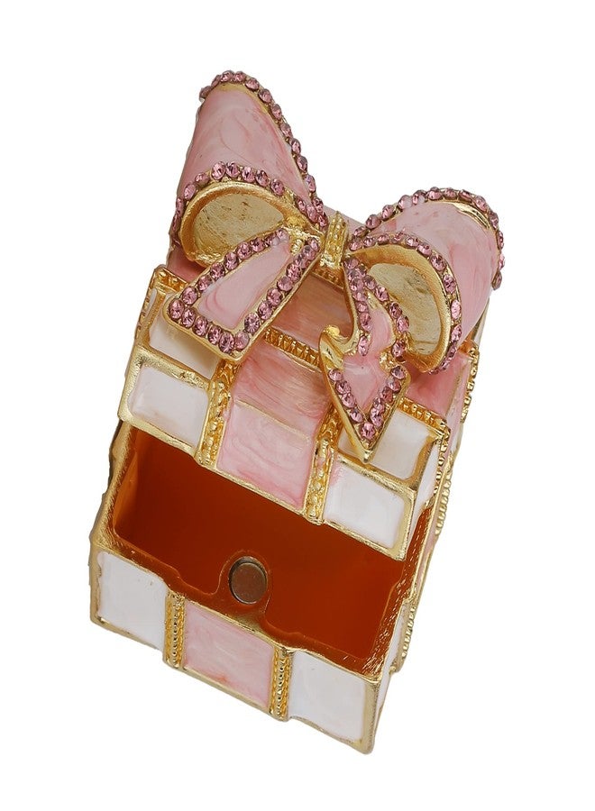 SEVENBEES Pink Bow-Knot Trinket Box Hinged Bow-Knot Jewelry Boxes Bejeweled Gift Box for Girls or Women - Image 3