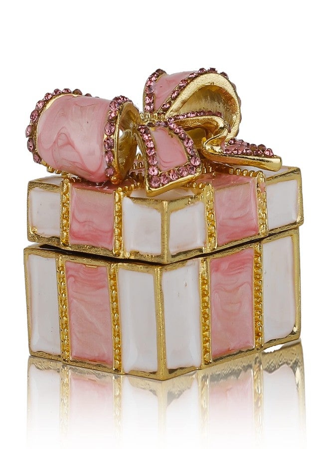 SEVENBEES Pink Bow-Knot Trinket Box Hinged Bow-Knot Jewelry Boxes Bejeweled Gift Box for Girls or Women - Image 1