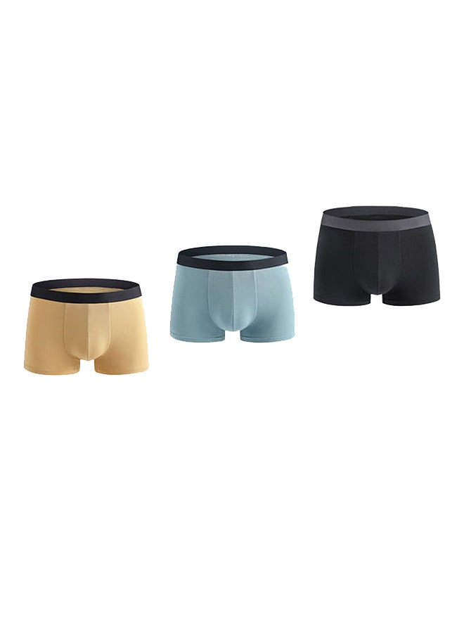 3-Piece Casual Boxer Brief Light Blue/Black/Yellow - Image 1