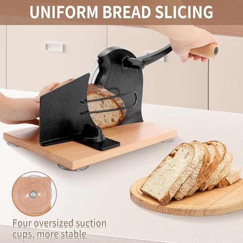 CAWIU Manual Bread Slicer with Hand Crank- Adjustable Thickness Bread Cutter for Even Slices, Perfect for Homemade Sourdough, Sandwich, and More, Black - Image 5