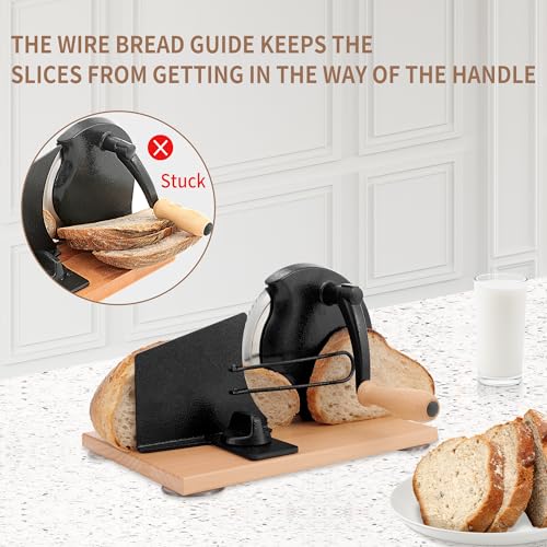 CAWIU Manual Bread Slicer with Hand Crank- Adjustable Thickness Bread Cutter for Even Slices, Perfect for Homemade Sourdough, Sandwich, and More, Black - Image 3