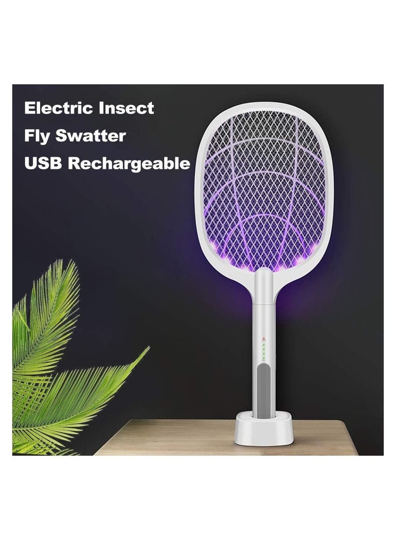 Electric Bug Zapper Racket, Mosquito Killer, Fruit Fly Swatter Zap, Two-In-One USB Rechargeable Electronic Swatter Pest Control - Image 1