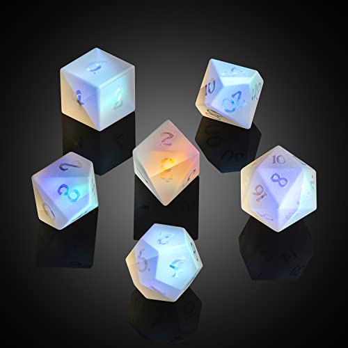 DNDND Frosted Rainbow Glass Dice Set DND DNDND Full Set 7 Piece Matt Glass D and D Dice with Great Gift Box for Dungeons and Dragon DD Tabletop Game Frosted Rainbow - Image 5