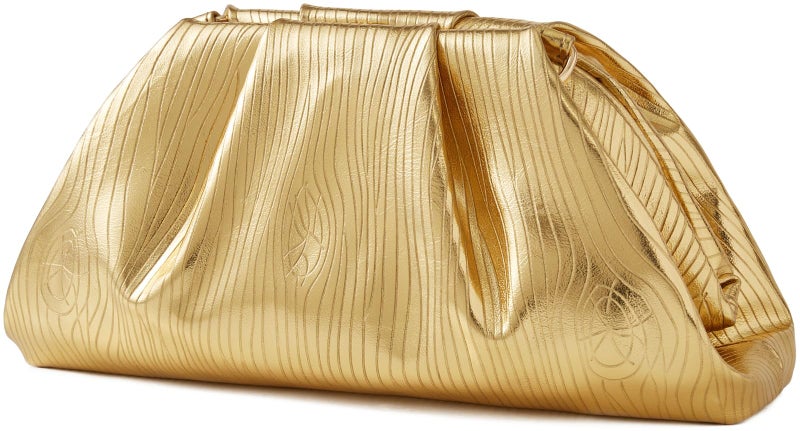 Munansli Light Gold Women's Clutch Purse,Detachable Chain Shoulder Bag, Dumpling Crossbody Bag, Cloud Evening Clutch. - Image 1