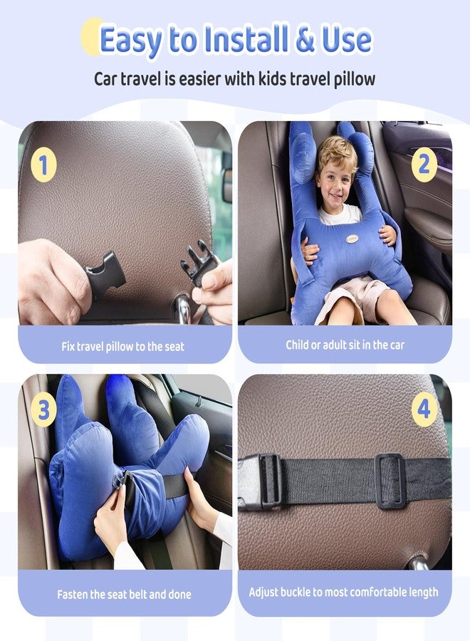 FLORICH Kids Travel Pillow, Car Sleeping Travel Pillow for Kids, Washable H-Shaped Pillow for Adults and Children to Support Head and Body for Road Trips Pillow for Car (Blue) - Image 3