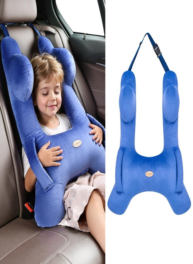 FLORICH Kids Travel Pillow, Car Sleeping Travel Pillow for Kids, Washable H-Shaped Pillow for Adults and Children to Support Head and Body for Road Trips Pillow for Car (Blue) - Image 1
