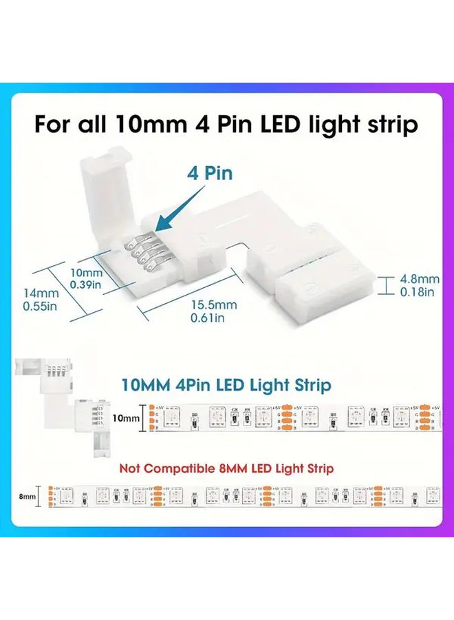 12 قطعة مجموعة موصل شريط ضوء LED 4 دبوس لوحة PCB على شكل حرف L لـ SMD 5050 أضواء RGB 10 مم - Image 3