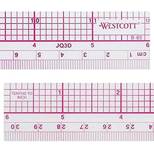 Westcott 10ths/Metric Beveled Ruler, 12-Inch/30cm (B-65), Clear - Image 3