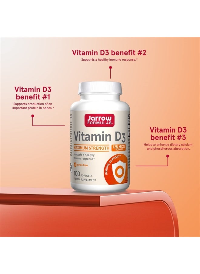 jarrow formulas Vitamin D3 5000 IU (125 mcg) - 100 Servings (Softgels) - Bone Health, Immune Support & Calcium Metabolism Support - Dietary Supplement - Gluten Free  - Image 5