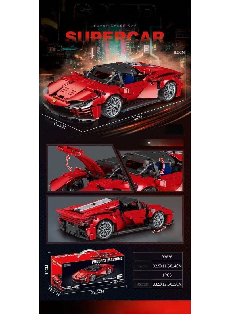 فيراري 42143 فيراري sp3 السيارات الرياضية الميكانيكية الصبي تجميع نموذج لعبة هدية 3778 الجسيمات - Image 3