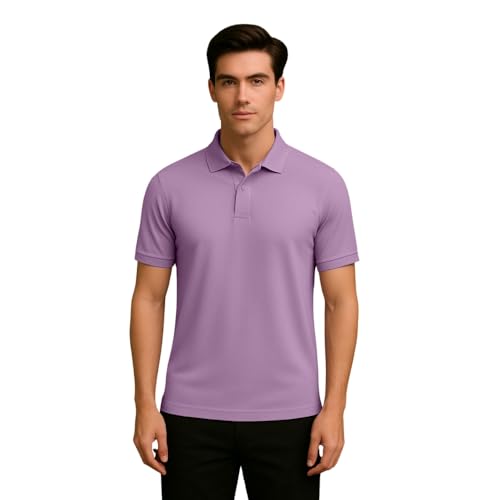Nobero Men Cotton Solid Polo T-Shirt(1M-TWPO-R0002-MUM5_Mauve Mist_XL) - Image 1