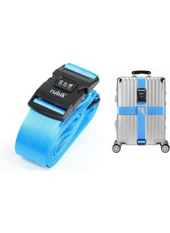 Rubik 160 Inch Cross Luggage Strap With 3 Number Password Lock, Premium Adjustable Travel Packing Belt For Bag Baggage Suitcase Safety (1 Pack) Light Blue  - Image 1