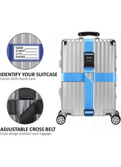 Rubik 160 Inch Cross Luggage Strap With 3 Number Password Lock, Premium Adjustable Travel Packing Belt For Bag Baggage Suitcase Safety (1 Pack) Light Blue  - Image 2