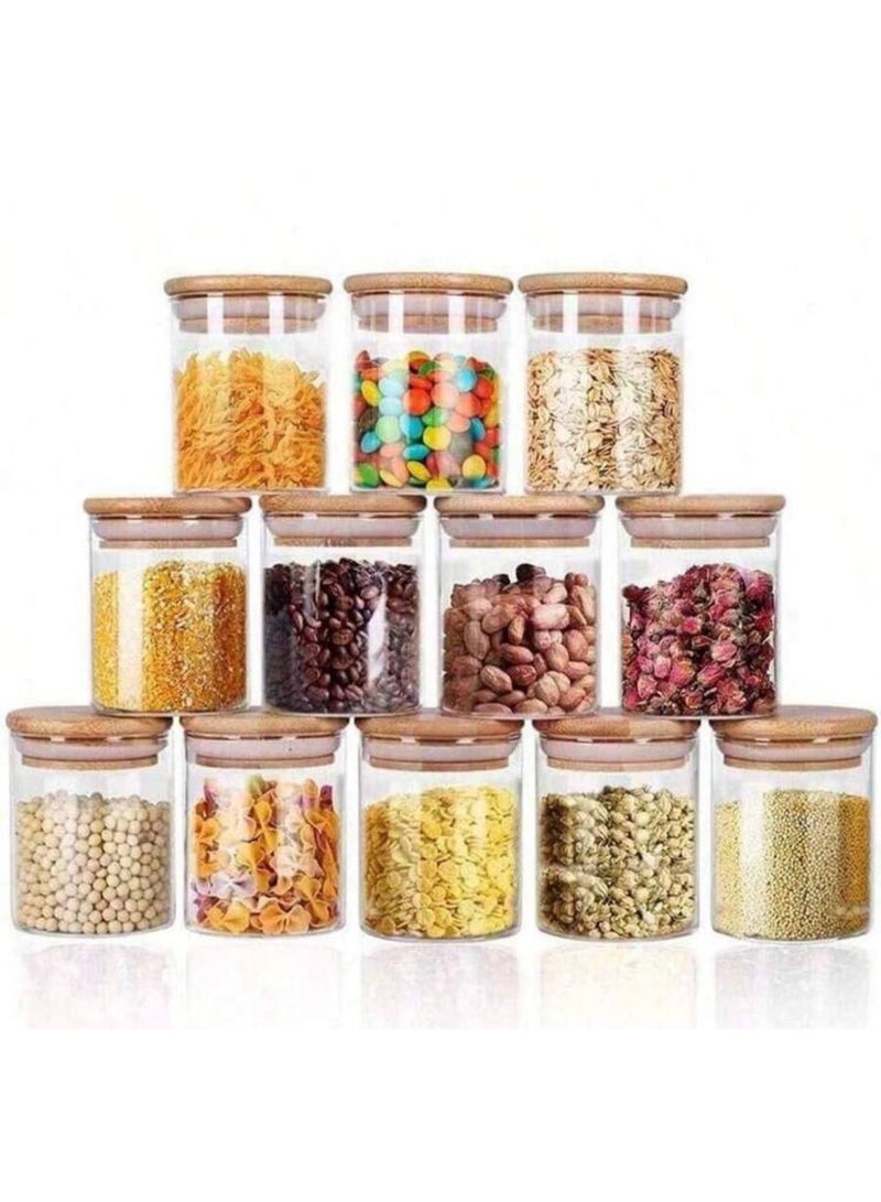 Clear Glass Jar with Wooden Airtight leakproof Bamboo Lid for kitchen pantry - Image 1