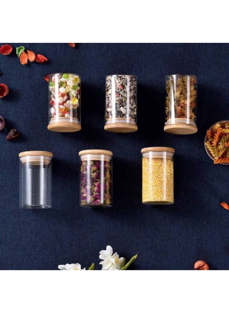 Clear Glass Jar with Wooden Airtight leakproof Bamboo Lid for kitchen pantry - Image 3