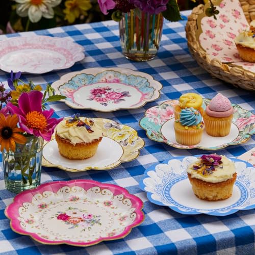 Talking Tables أطباق ورقية مزخرفة زهرية من توكينغ تيبلز | زينة حفلة شاي بعد الظهر ليوم الأم، أطباق قابلة للتصرف حقًا لعيد الميلاد، حفلة استقبال المولود، حفل زفاف العروس، مصنوعة في المملكة المتحدة، جميلة، عبوة من 24 - Image 2