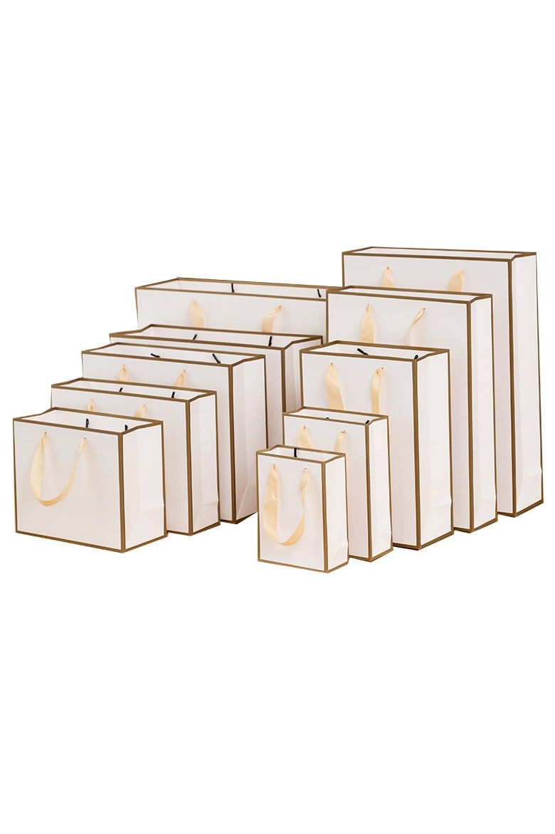 PEI  AN Premium Gold-Framed Gift Bags – Luxury 230G White Cardboard Tote Bags with Metallic Accents for Holidays  Special Occasions (Multiple Sizes: 12x5.7x16cm to 48x14x35cm)16Pieces - Image 5