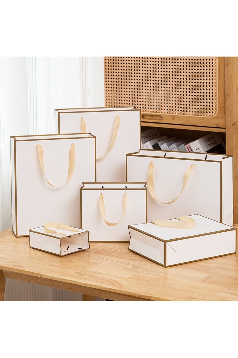 PEI  AN Premium Gold-Framed Gift Bags – Luxury 230G White Cardboard Tote Bags with Metallic Accents for Holidays  Special Occasions (Multiple Sizes: 12x5.7x16cm to 48x14x35cm)16Pieces - Image 3