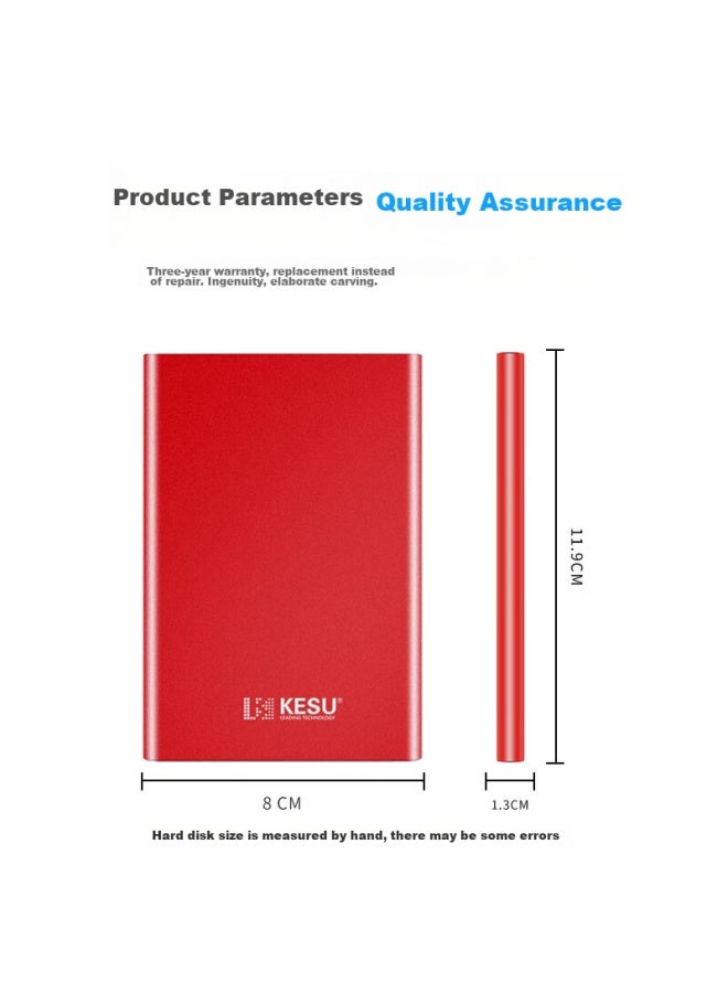 Kesu Encrypted Portable Hard Drive, 500gb, Usb3.0, K201, 2.5-inch, Noble Metal, Blood Red, External Storage For Files And Photos Backup - Image 2