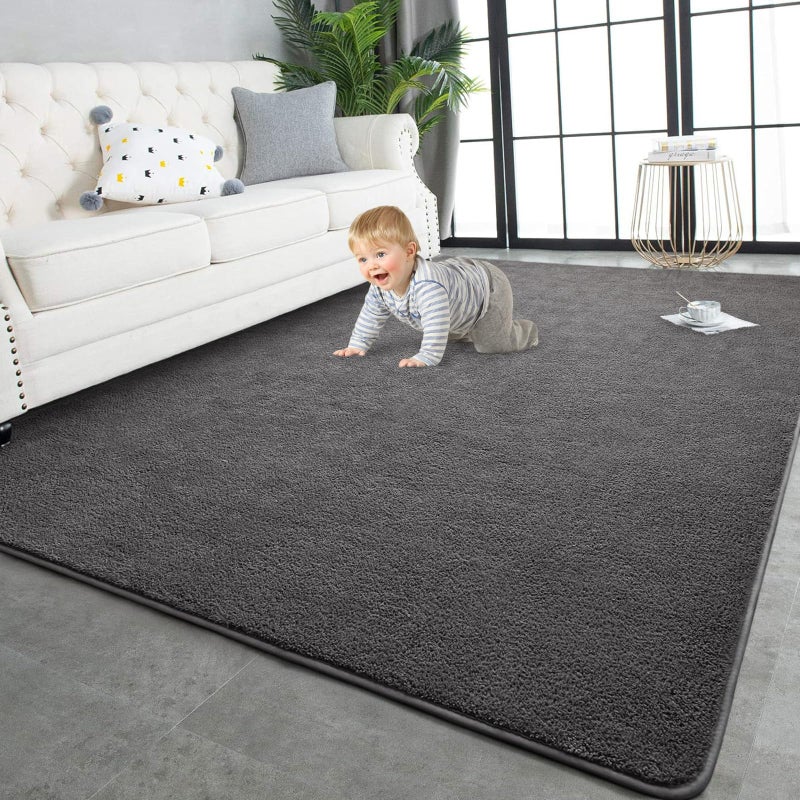 TWINNIS Large Area Rugs for Living Room Bedroom, 4x6 Feet, Super Soft Indoor Thickened Memory-Foam Carpets Easy-Cleaning, Modern Aesthetic Minimalist Comfy Rug for Kids Room Home Decor, Dark Grey - Image 2