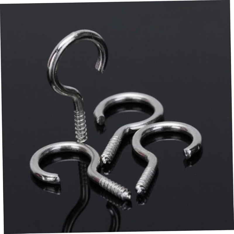 مسامير العين المطلية بالنيكل 100 قطعة لتثبيت الأضواء والستائر للداخل والخارج باللون الفضي - Image 3