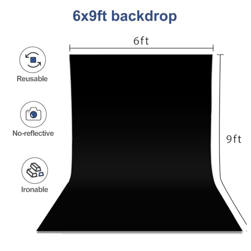 EMART Black and White Backdrop for Photography,6x9 ft 2 in 1 Black White Screen Background for Birthday Video Studio Portrait Photoshoot - Image 2