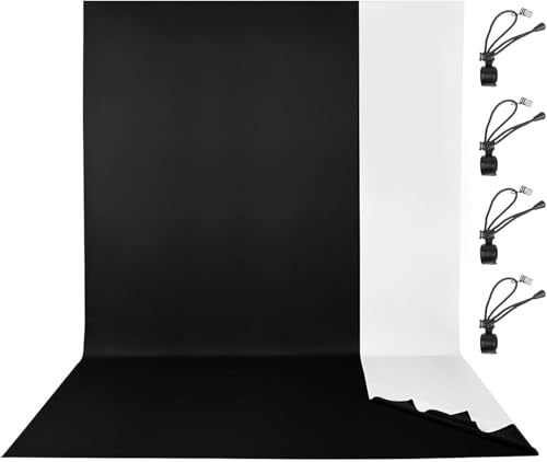 EMART Black and White Backdrop for Photography,6x9 ft 2 in 1 Black White Screen Background for Birthday Video Studio Portrait Photoshoot - Image 1