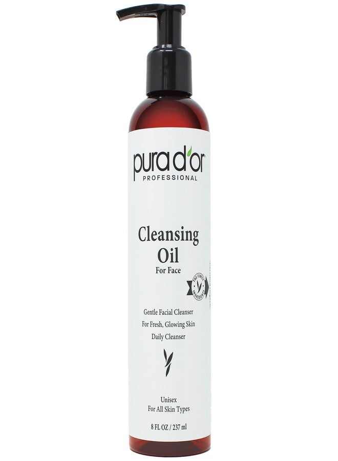 PURA D'OR 8 Oz Facial Cleansing Oil - Nourishing Botanical Blend with & Vitamin, Jojoba and Sunflower Oil - Gentle Makeup Remover & Deep Cleanser For Healthy, Glowing Skin - Paraben-Free Beauty - Image 1