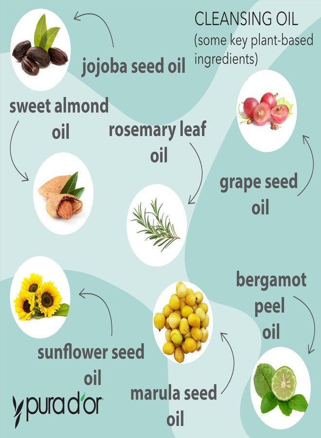 PURA D'OR 8 Oz Facial Cleansing Oil - Nourishing Botanical Blend with & Vitamin, Jojoba and Sunflower Oil - Gentle Makeup Remover & Deep Cleanser For Healthy, Glowing Skin - Paraben-Free Beauty - Image 4