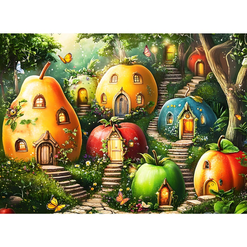 DAGIRT 300 Piece Puzzles for Adults Whimsical Fruit Houses Puzzles Vibrant Garden Fantasy Art 300 Piece Jigsaw Puzzle Ideal Home Decor Gift for Adults Kids Seniors 20515 in - Image 3