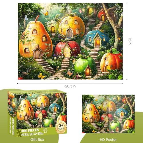 DAGIRT 300 Piece Puzzles for Adults Whimsical Fruit Houses Puzzles Vibrant Garden Fantasy Art 300 Piece Jigsaw Puzzle Ideal Home Decor Gift for Adults Kids Seniors 20515 in - Image 5