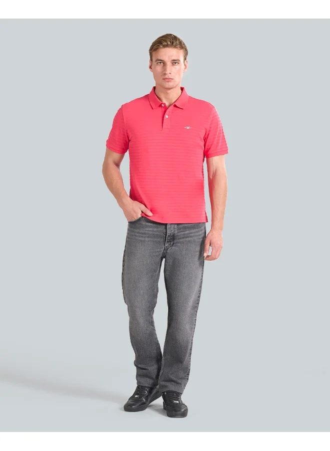GANT Textured Striped Polo Shirt