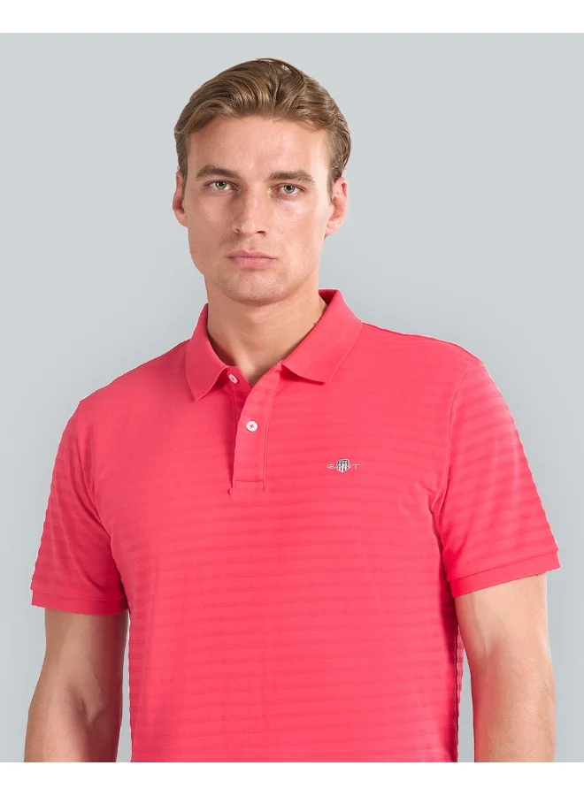GANT Textured Striped Polo Shirt