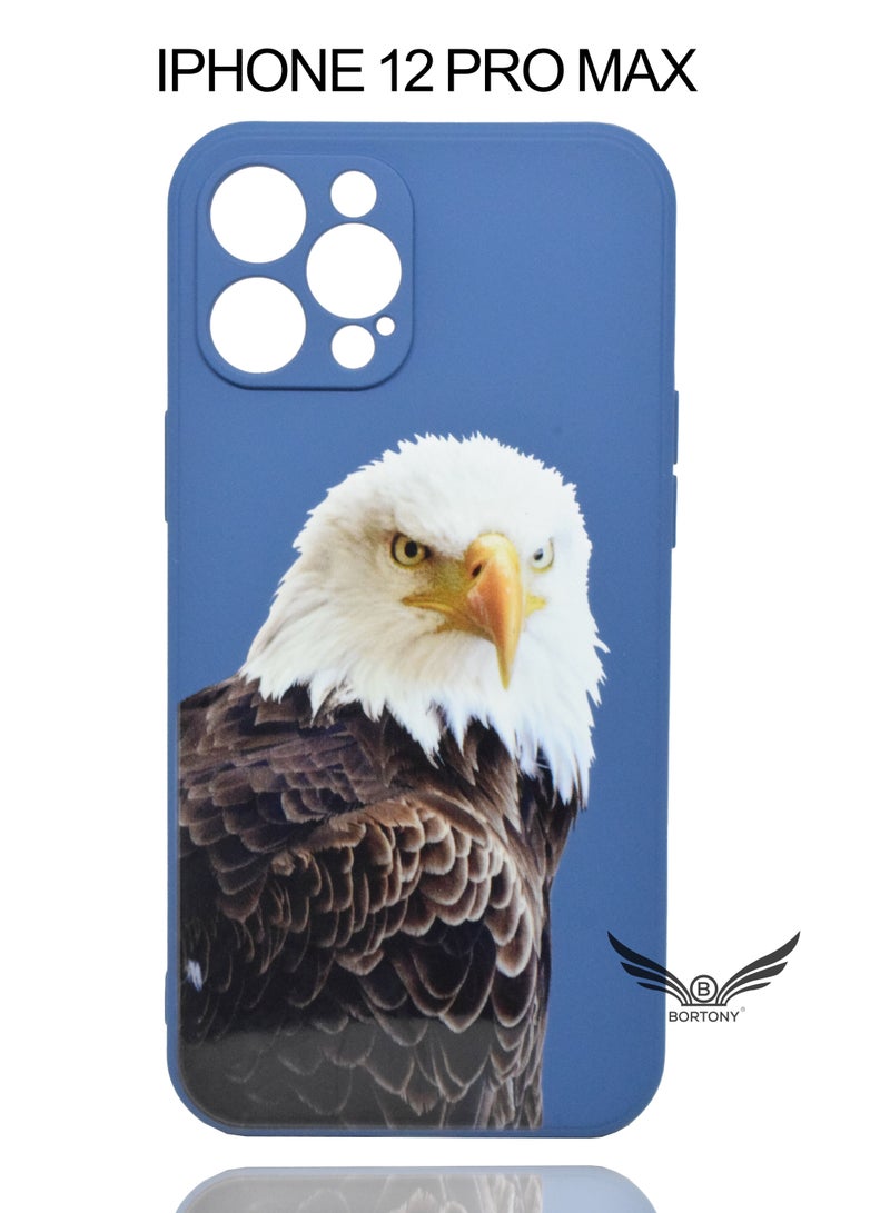 BORTONY iPhone 12 Pro Max Case Eagle Design Cover Liquid Soft Silicone with Inside Microfiber Lining Shockproof Protective  Phone Case for iPhone 12 Pro Max 6.7 inch - Image 1