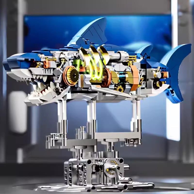 Shark Building Model: 687+ Pcs Luminous Semi Mechanical Block - Ingenious Internal Gear Design Puzzle Assembly Toy for Skill Development And Spatial Thinking Training - Image 2