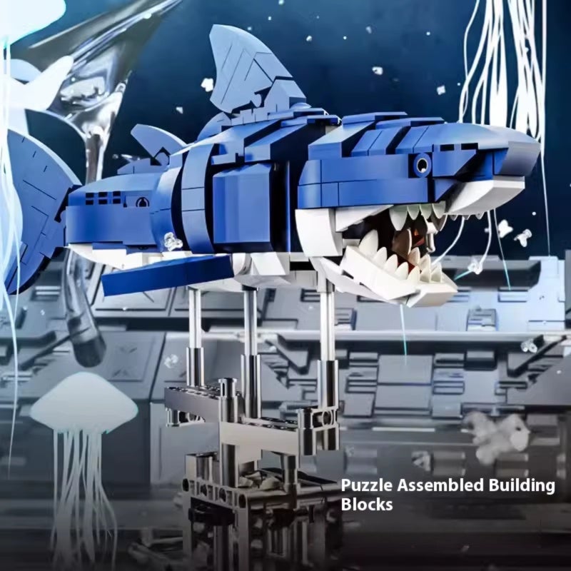 Shark Building Model: 687+ Pcs Luminous Semi Mechanical Block - Ingenious Internal Gear Design Puzzle Assembly Toy for Skill Development And Spatial Thinking Training - Image 4