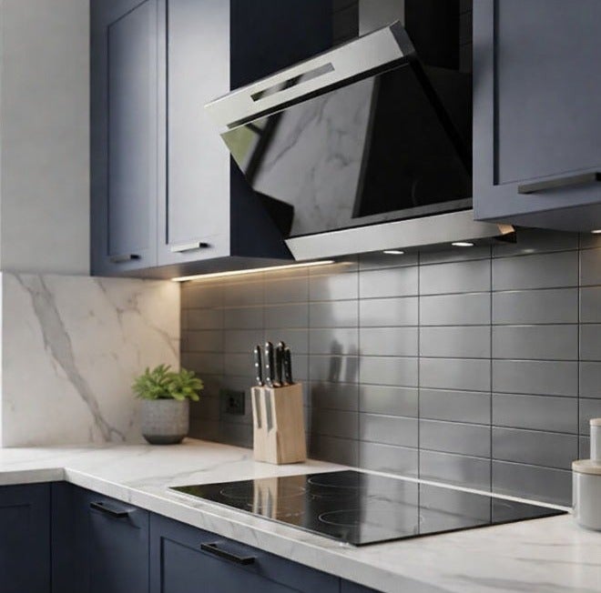 إيكو ماتك شفاط  مطبخ إيكوماتيك 90 سم مائل – تحكم TOUCH + ريموت – 3 سرعات – قوة 1000 م³/الساعة – فلتر معدني + كربون – إضاءة LED – تشغيل داخلي/خارجي H910ET - Image 3