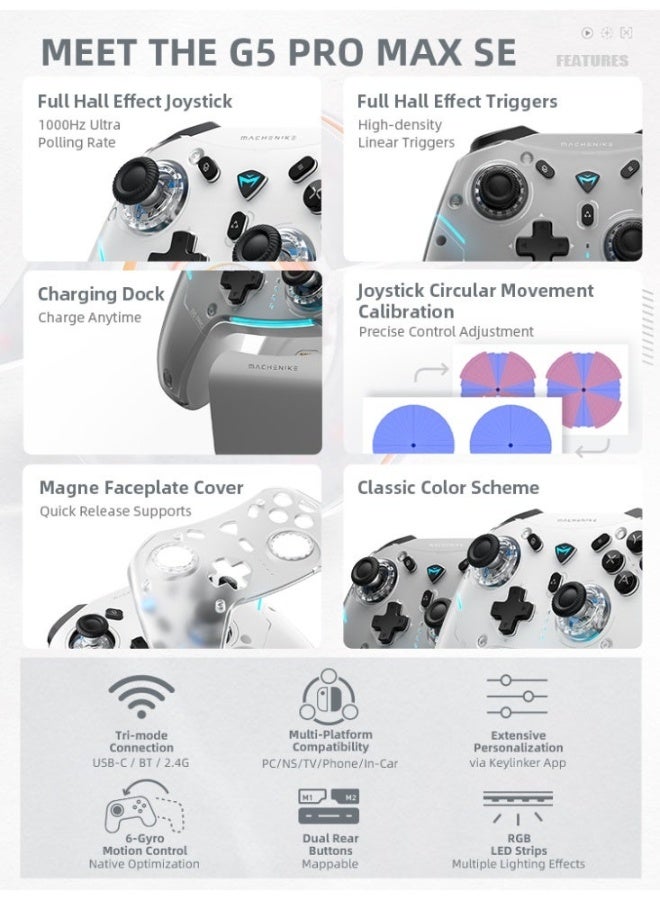 MACHENIKE G5Pro Max SE Gaming Controller Charging Dock Optional Hall Effect Joysticks Triggers RGB Light Wireless Gamepad - Image 3