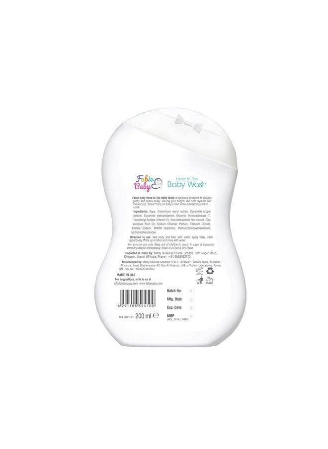 Fabie Baby - Premium Imported Daily Moisturizing Baby Wash Sensitive Skin Wash Head To Toe Baby Washvery Dry Sensitive Or Itchy Skin Wash200Mlimported Made In Dubai - Image 1