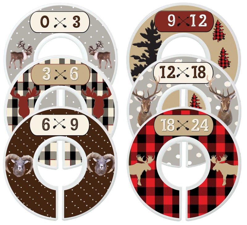 Mumsy Goose Baby Nursery Closet Dividers Closet Organizers Baby Boy Woodland Clothes Sizers